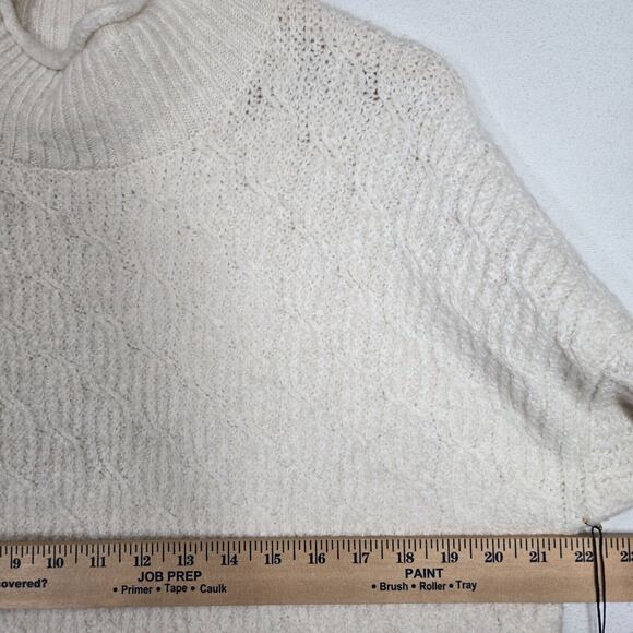 Rachel Roy Ribbed Sweater Sz XL Ivory Mock Neck Long Sleeve Soft Cozy Stretch - Picture 9 of 13
